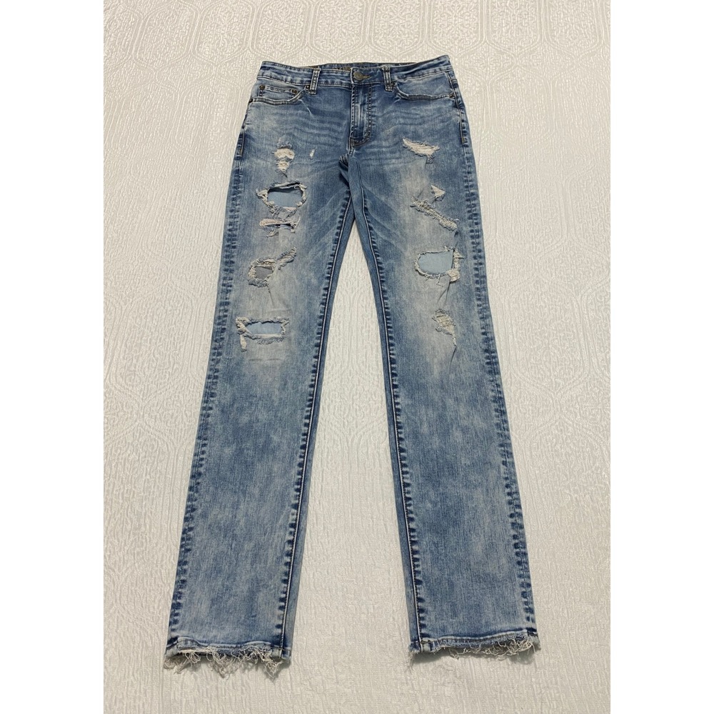 American Eagle Jeans Men's 29x32 Slim Flex Ripped Distressed‎ Denim Acid Wash